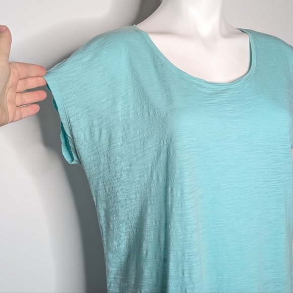 J Jill Blue Scoop Neck Slub Short Sleeve Cotton T-shirt S - Picture 3 of 6